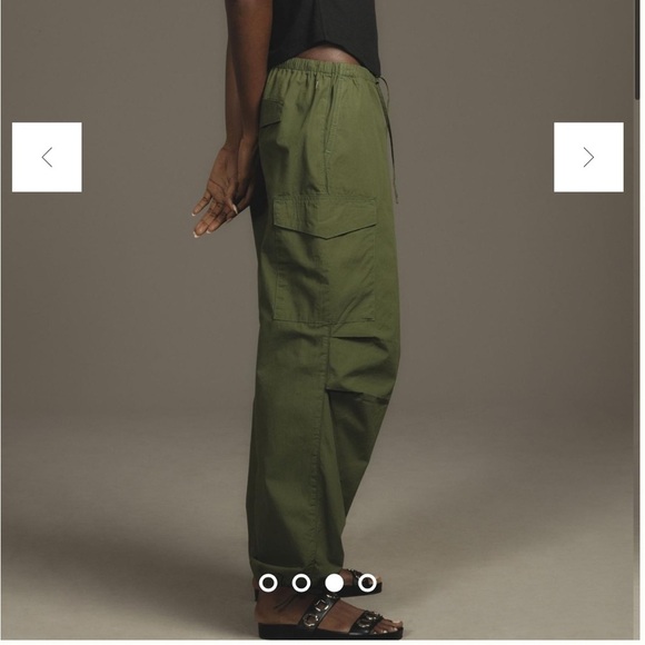 Anthropologie Pilcro Pull On Parachute Pants Dark Green Pockets Sz L NEW - Picture 3 of 16